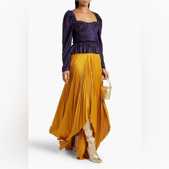 NWT Ulla Johnson Mia Ruffled Peplum Satin Top in Purple, Size 8 - Picture 4 of 6